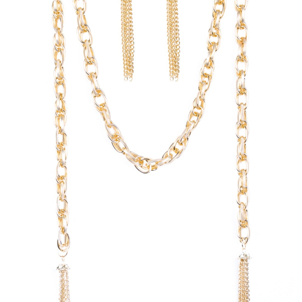 Jewelry - Long Gold Chain Necklace w/ Tassels